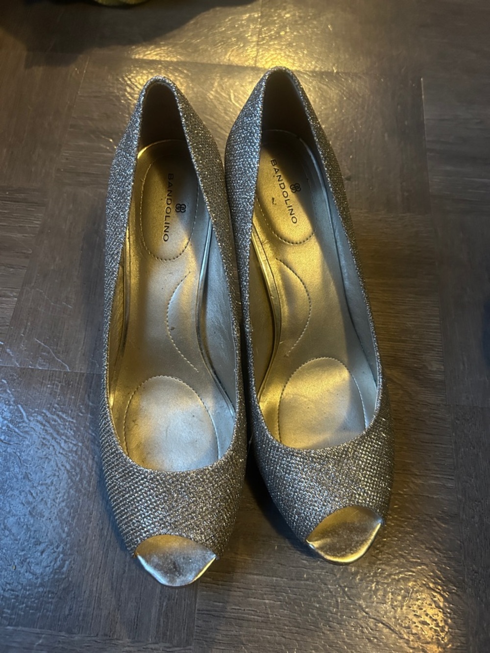 Bandolino Glitter Open-Toe Pumps in Silver